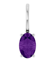 88601 Pendant Set Platinum Oval Natural Amethyst 6 X 4 Mm Polished Natural Amethyst Solitaire Charm Pendant