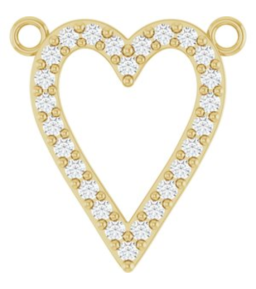 88611 Necklace Center Set 14K Yellow Round Natural Diamond 14 X 13.6 Mm 1.2Mm 16 Ctw I1, G-H Polished 16 Ctw Natural Diamond Heart Necklace Center