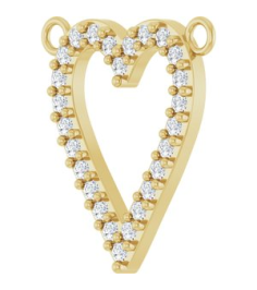 88611 Necklace Center Set 14K Yellow Round Natural Diamond 14 X 13.6 Mm 1.2Mm 16 Ctw I1, G-H Polished 16 Ctw Natural Diamond Heart Necklace Center