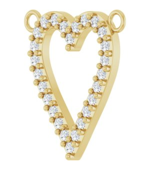 88611 Necklace Center Set 14K Yellow Round Natural Diamond 14 X 13.6 Mm 1.2Mm 16 Ctw I1, G-H Polished 16 Ctw Natural Diamond Heart Necklace Center