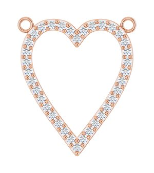 88611 Necklace Center Set 14K Rose Round Natural Diamond 19.7 X 16.7 Mm 1.2Mm 14 Ctw I1, G-H Polished 14 Ctw Natural Diamond Heart Necklace Center
