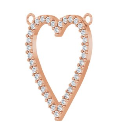 88611 Necklace Center Set 14K Rose Round Natural Diamond 19.7 X 16.7 Mm 1.2Mm 14 Ctw I1, G-H Polished 14 Ctw Natural Diamond Heart Necklace Center