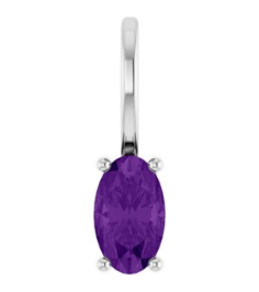 88601 Pendant Set Platinum Oval Natural Amethyst 5 X 3 Mm Polished Natural Amethyst Solitaire Charm Pendant