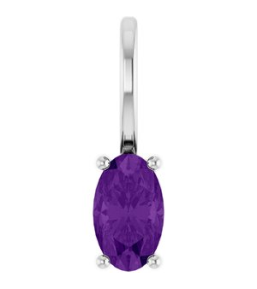 88601 Pendant Set Platinum Oval Natural Amethyst 5 X 3 Mm Polished Natural Amethyst Solitaire Charm Pendant