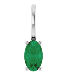 88601 Pendant Set Sterling Silver Oval Natural Emerald 5 X 3 Mm Polished Natural Emerald Solitaire Charm Pendant