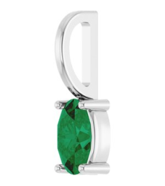 88601 Pendant Set Sterling Silver Oval Natural Emerald 5 X 3 Mm Polished Natural Emerald Solitaire Charm Pendant