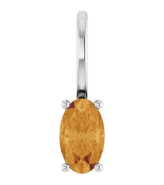 88601 Pendant Set Sterling Silver Oval Natural Citrine 5 X 3 Mm Polished Natural Citrine Solitaire Charm Pendant