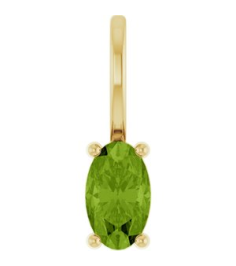 88601 Pendant Set 14K Yellow Oval Natural Peridot 5 X 3 Mm Polished Natural Peridot Solitaire Charm Pendant