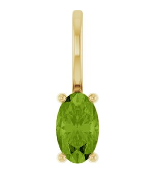 88601 Pendant Set 14K Yellow Oval Natural Peridot 5 X 3 Mm Polished Natural Peridot Solitaire Charm Pendant