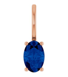 88601 Pendant Set 14K Rose Oval Natural Blue Sapphire 6 X 4 Mm Polished Natural Blue Sapphire Solitaire Charm Pendant