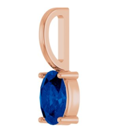88601 Pendant Set 14K Rose Oval Natural Blue Sapphire 6 X 4 Mm Polished Natural Blue Sapphire Solitaire Charm Pendant