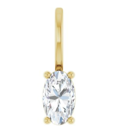 88601 Pendant Set 14K Yellow Oval Natural White Sapphire 5 X 3 Mm Polished Natural White Sapphire Solitaire Charm Pendant
