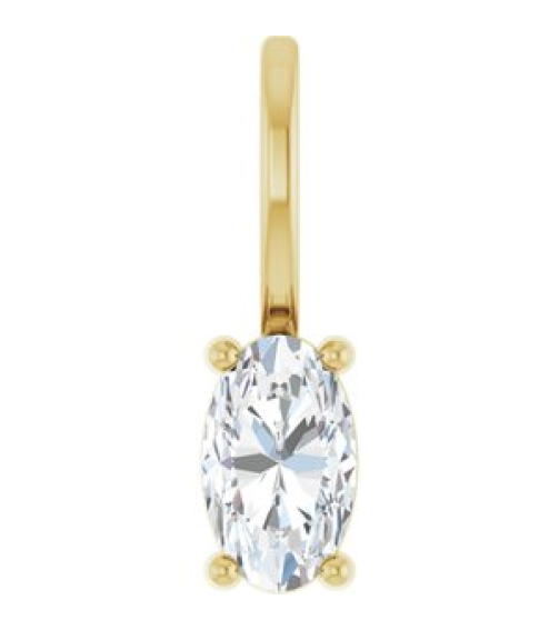 88601 Pendant Set 14K Yellow Oval Natural White Sapphire 5 X 3 Mm Polished Natural White Sapphire Solitaire Charm Pendant