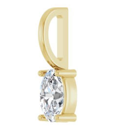 88601 Pendant Set 14K Yellow Oval Natural White Sapphire 5 X 3 Mm Polished Natural White Sapphire Solitaire Charm Pendant
