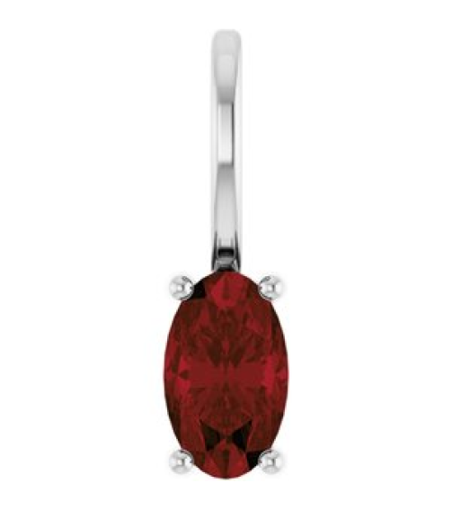 88601 Pendant Set Sterling Silver Oval Natural Mozambique Garnet 5 X 3 Mm Polished Natural Mozambique Garnet Solitaire Charm Pendant