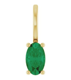 88601 Pendant Set 14K Yellow Oval Lab-Grown Emerald 5 X 3 Mm Polished Lab-Grown Emerald Solitaire Charm Pendant