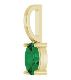 88601 Pendant Set 14K Yellow Oval Lab-Grown Emerald 5 X 3 Mm Polished Lab-Grown Emerald Solitaire Charm Pendant