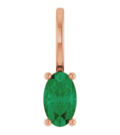 88601 Pendant Set 14K Rose Oval Natural Emerald 5 X 3 Mm Polished Natural Emerald Solitaire Charm Pendant