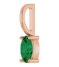 88601 Pendant Set 14K Rose Oval Natural Emerald 5 X 3 Mm Polished Natural Emerald Solitaire Charm Pendant