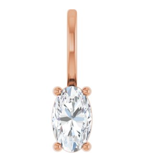 88601 Pendant Set 14K Rose Oval Natural White Sapphire 5 X 3 Mm Polished Natural White Sapphire Solitaire Charm Pendant