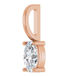 88601 Pendant Set 14K Rose Oval Natural White Sapphire 5 X 3 Mm Polished Natural White Sapphire Solitaire Charm Pendant