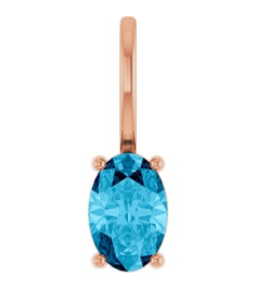 88601 Pendant Set 14K Rose Oval Natural Aquamarine 6 X 4 Mm Polished Natural Aquamarine Solitaire Charm Pendant