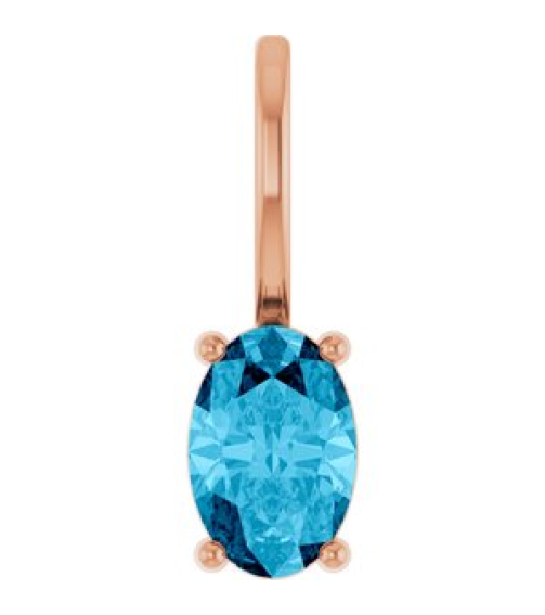 88601 Pendant Set 14K Rose Oval Natural Aquamarine 6 X 4 Mm Polished Natural Aquamarine Solitaire Charm Pendant