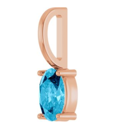 88601 Pendant Set 14K Rose Oval Natural Aquamarine 6 X 4 Mm Polished Natural Aquamarine Solitaire Charm Pendant