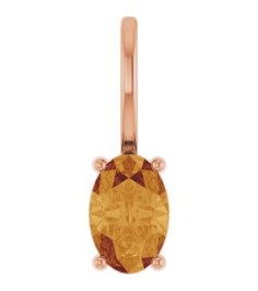 88601 Pendant Set 14K Rose Oval Natural Citrine 6 X 4 Mm Polished Natural Citrine Solitaire Charm Pendant