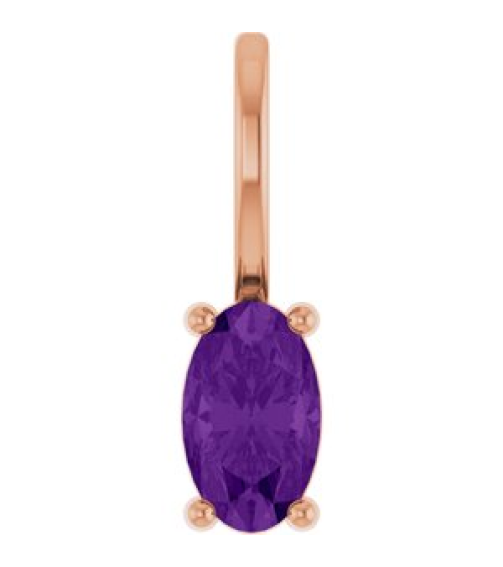 88601 Pendant Set 14K Rose Oval Natural Amethyst 5 X 3 Mm Polished Natural Amethyst Solitaire Charm Pendant