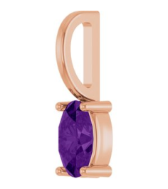 88601 Pendant Set 14K Rose Oval Natural Amethyst 5 X 3 Mm Polished Natural Amethyst Solitaire Charm Pendant