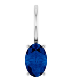 88601 Pendant Set Sterling Silver Oval Natural Blue Sapphire 6 X 4 Mm Polished Natural Blue Sapphire Solitaire Charm Pendant