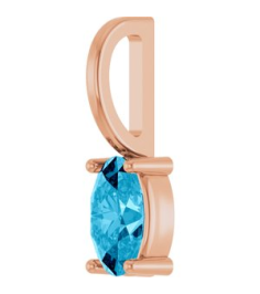88601 Pendant Set 14K Rose Oval Natural Aquamarine 5 X 3 Mm Polished Natural Aquamarine Solitaire Charm Pendant