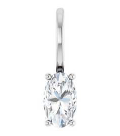 88601 Pendant Set Sterling Silver Oval Natural White Sapphire 5 X 3 Mm Polished Natural White Sapphire Solitaire Charm Pendant