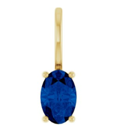 88601 Pendant Set 14K Yellow Oval Lab-Grown Blue Sapphire 6 X 4 Mm Polished Lab-Grown Blue Sapphire Solitaire Charm Pendant