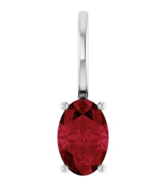 88601 Pendant Set Sterling Silver Oval Natural Ruby 6 X 4 Mm Polished Natural Ruby Solitaire Charm Pendant