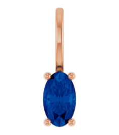 88601 Pendant Set 14K Rose Oval Natural Blue Sapphire 5 X 3 Mm Polished Natural Blue Sapphire Solitaire Charm Pendant