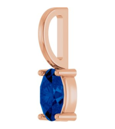 88601 Pendant Set 14K Rose Oval Natural Blue Sapphire 5 X 3 Mm Polished Natural Blue Sapphire Solitaire Charm Pendant