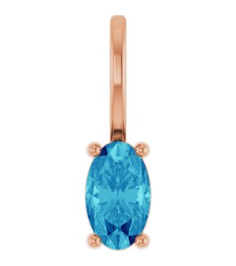 88601 Pendant Set 14K Rose Oval Natural Blue Zircon 5 X 3 Mm Polished Natural Zircon Solitaire Charm Pendant