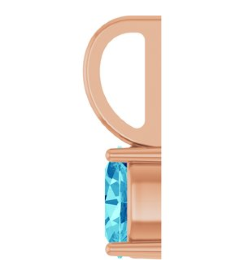 88601 Pendant Set 14K Rose Oval Natural Blue Zircon 5 X 3 Mm Polished Natural Zircon Solitaire Charm Pendant