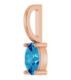 88601 Pendant Set 14K Rose Oval Natural Blue Zircon 5 X 3 Mm Polished Natural Zircon Solitaire Charm Pendant