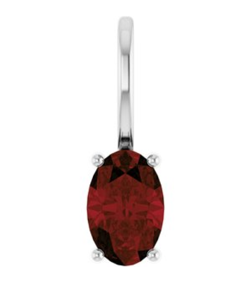 88601 Pendant Set Sterling Silver Oval Natural Mozambique Garnet 6 X 4 Mm Polished Natural Mozambique Garnet Solitaire Charm Pendant