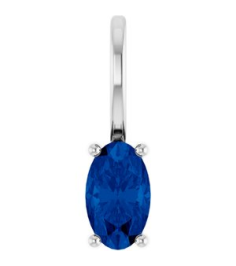 88601 Pendant Set Sterling Silver Oval Natural Blue Sapphire 5 X 3 Mm Polished Natural Blue Sapphire Solitaire Charm Pendant