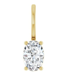 88601 Pendant Set 14K Yellow Oval Natural White Sapphire 6 X 4 Mm Polished Natural White Sapphire Solitaire Charm Pendant