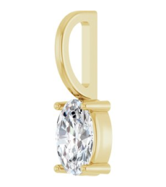 88601 Pendant Set 14K Yellow Oval Natural White Sapphire 6 X 4 Mm Polished Natural White Sapphire Solitaire Charm Pendant