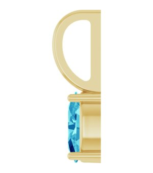 88601 Pendant Set 14K Yellow Oval Natural Blue Zircon 6 X 4 Mm Polished Natural Zircon Solitaire Charm Pendant