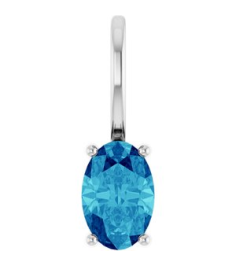 88601 Pendant Set Sterling Silver Oval Natural Blue Zircon 6 X 4 Mm Polished Natural Zircon Solitaire Charm Pendant
