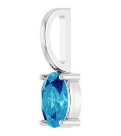 88601 Pendant Set Sterling Silver Oval Natural Blue Zircon 6 X 4 Mm Polished Natural Zircon Solitaire Charm Pendant