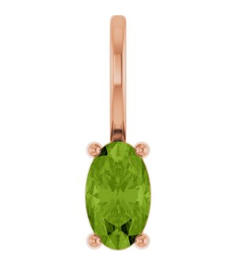 88601 Pendant Set 14K Rose Oval Natural Peridot 5 X 3 Mm Polished Natural Peridot Solitaire Charm Pendant