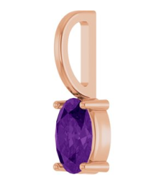 88601 Pendant Set 14K Rose Oval Natural Amethyst 6 X 4 Mm Polished Natural Amethyst Solitaire Charm Pendant
